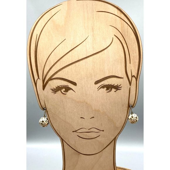 Vintage Pierced Floral Ball Earrings, Dangle Flowers with Enamel and Crystals - Picture 3 of 5